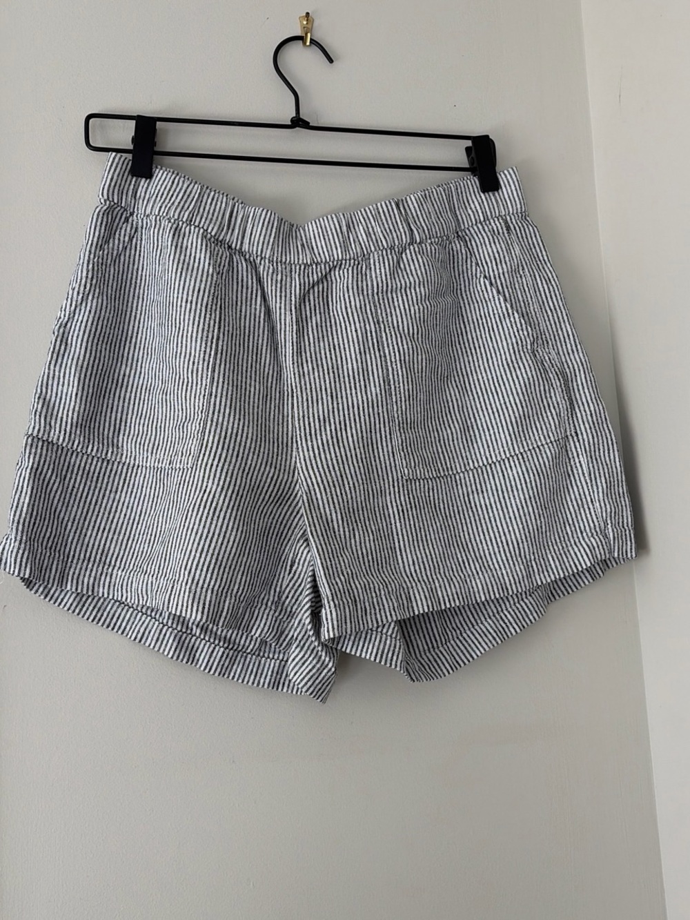 J. Crew Black & White Striped Linen-Blend Bermuda Shorts